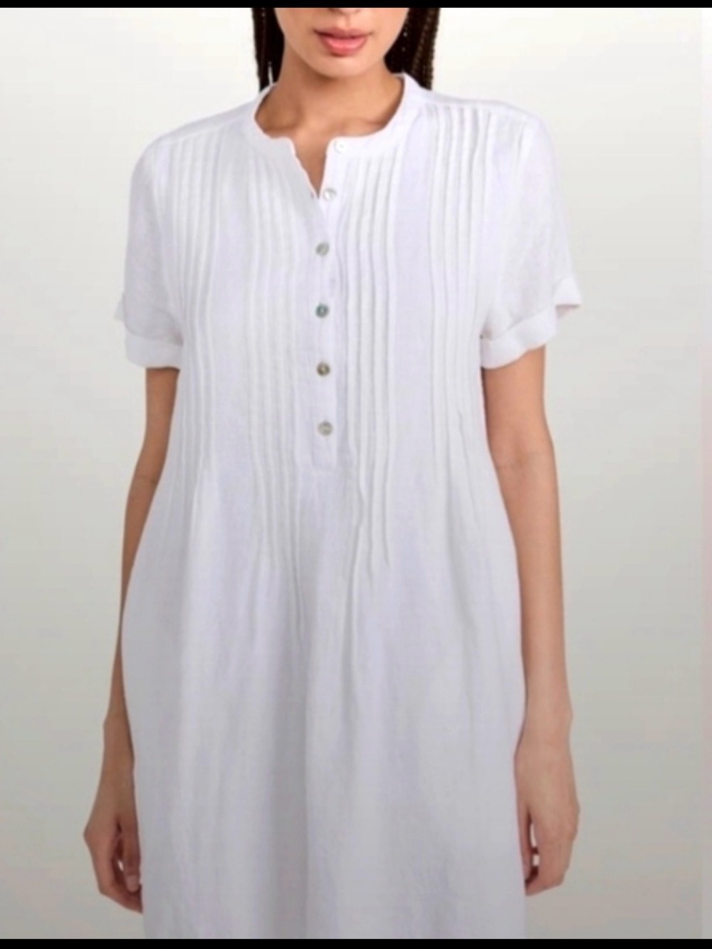 Faherty White Pintuck Button-Front Tunic